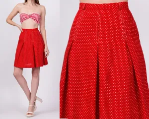 70s Red & White Polka Dot Skirt - Extra Small, 23.5"