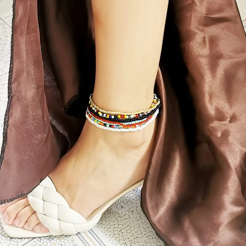 7pcs Boho Handmade Multicolor Elastic Beaded Bracelets
