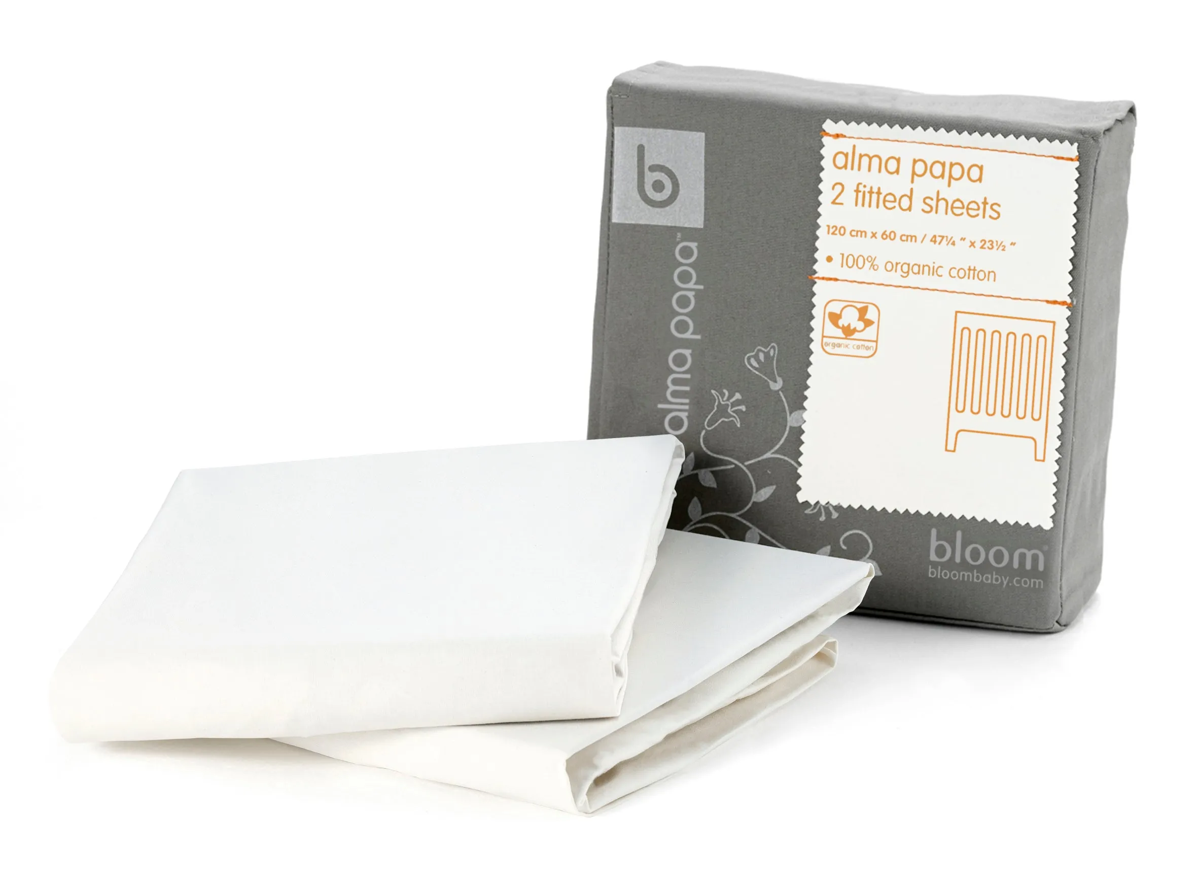 Alma Papa Fitted Sheet 2pk ORGANIC COCONUT WHITE (120X60CM)