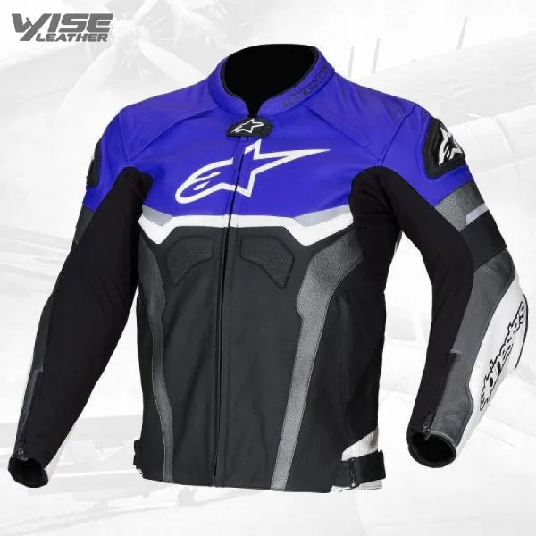 Alpinestars Blue Croes Celer Style Leather Jacket