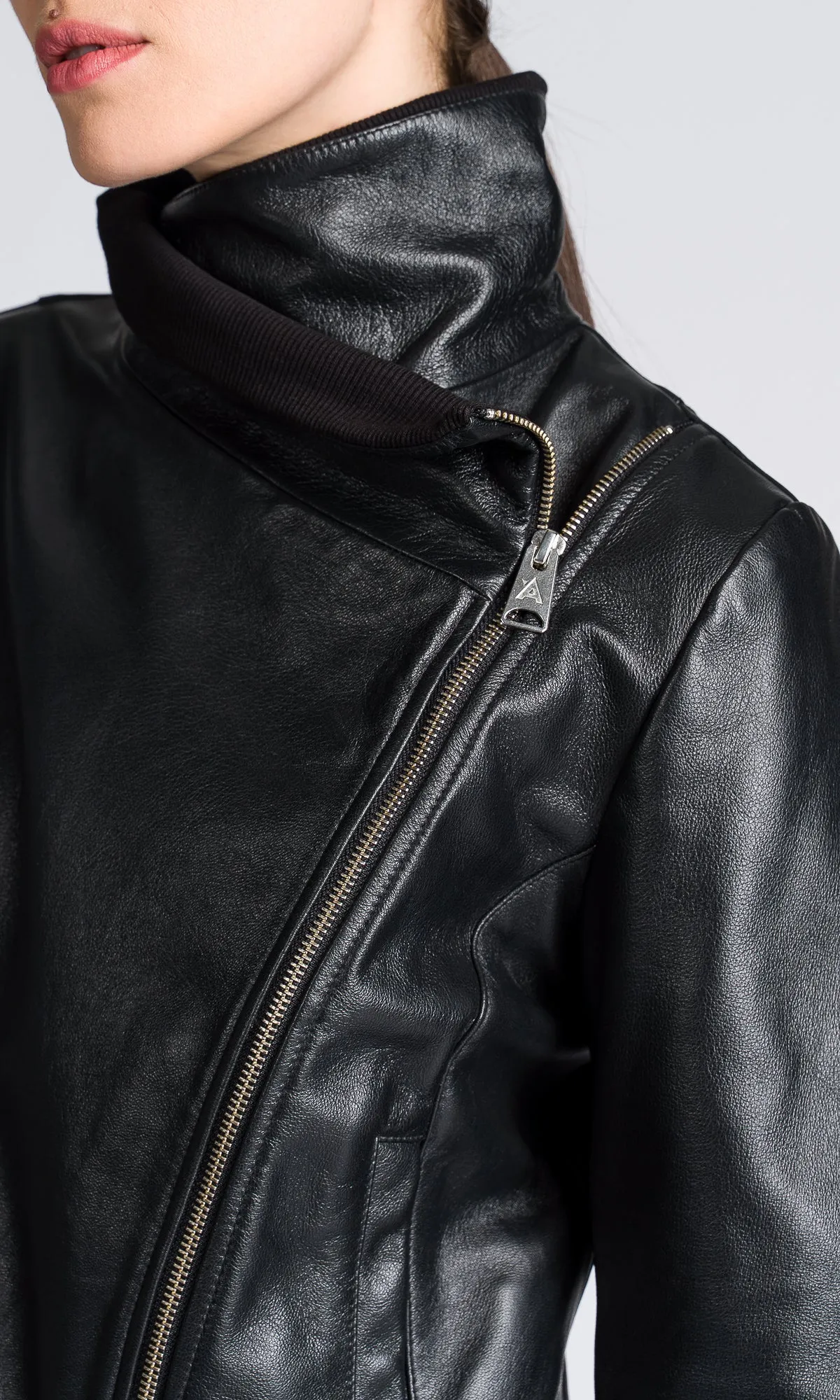 Asymmetric Zipper Leather Jacket