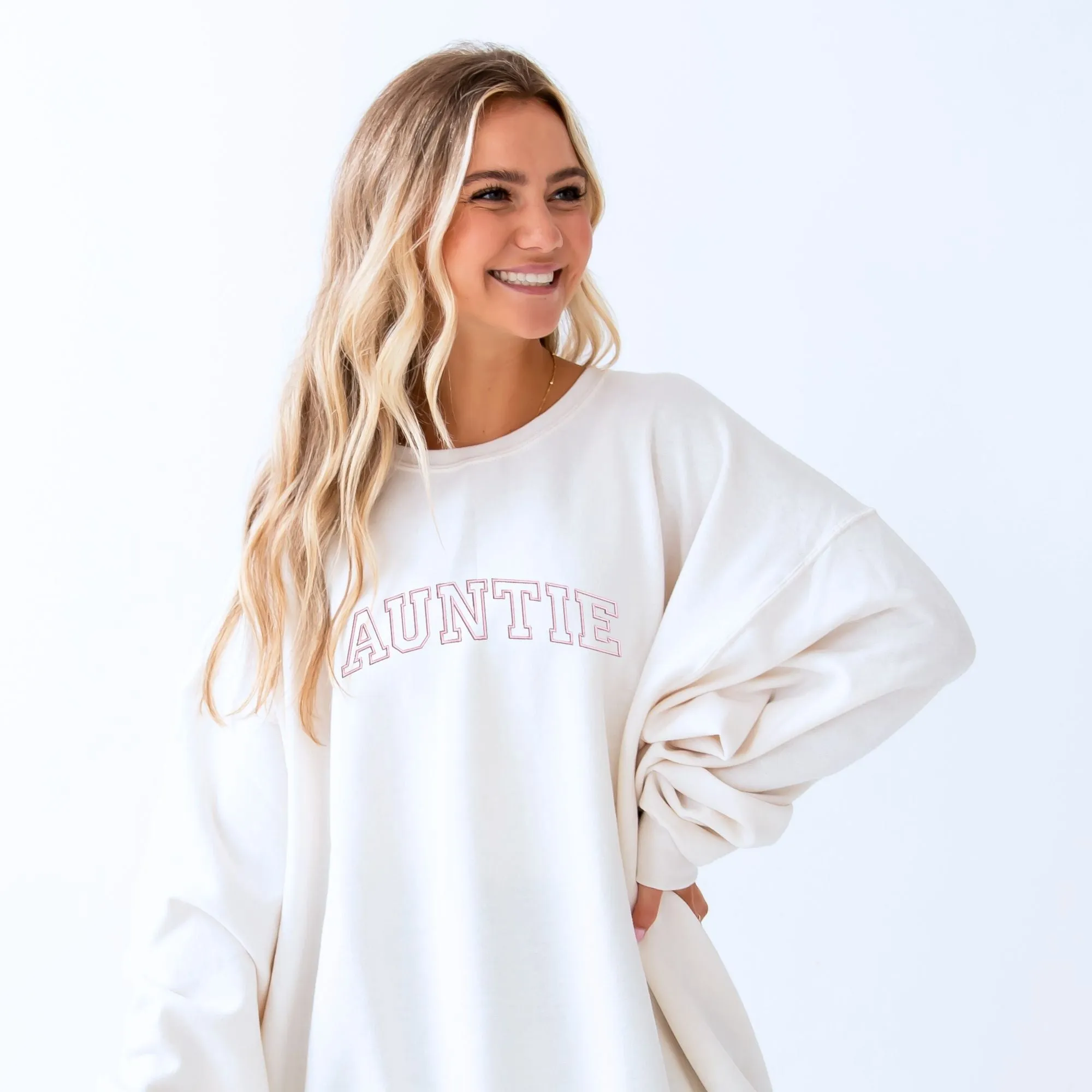 Auntie Athletic Block Embroidered Gemma Crewneck Sweatshirt