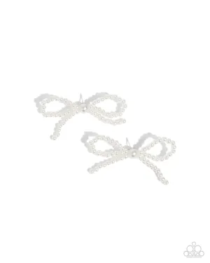 Better Ballerina - White Post Earrings - Paparazzi Accessories