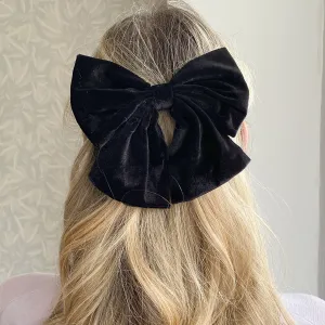 Black Hair Bow Velvet Bow Hair Clip