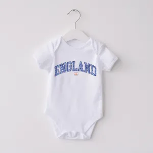 Blue Floral England White Baby Vest