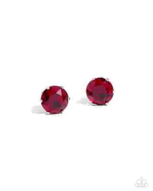 Breathtaking Birthstone - Red Post Earrings - Paparazzi Accessories