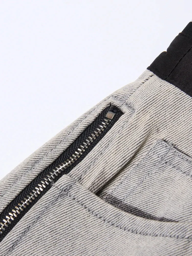 Casual Denim Skirt For Women High Waist Patchwork Zipper Floral Solid Mini Skirts Female Summer Clothing Style
