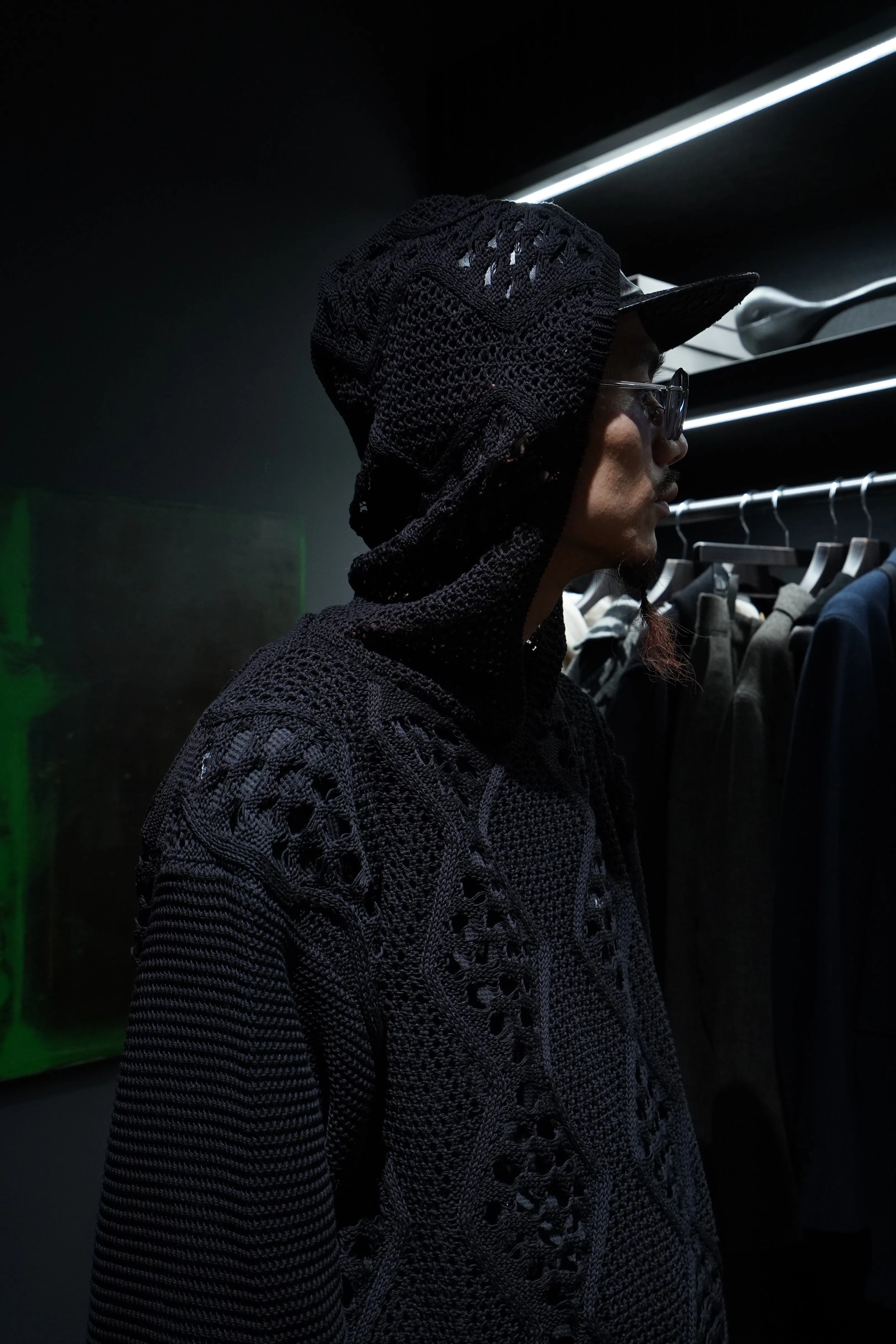 Children of the discordance MESH KNIT HOODIE (BLACK)
