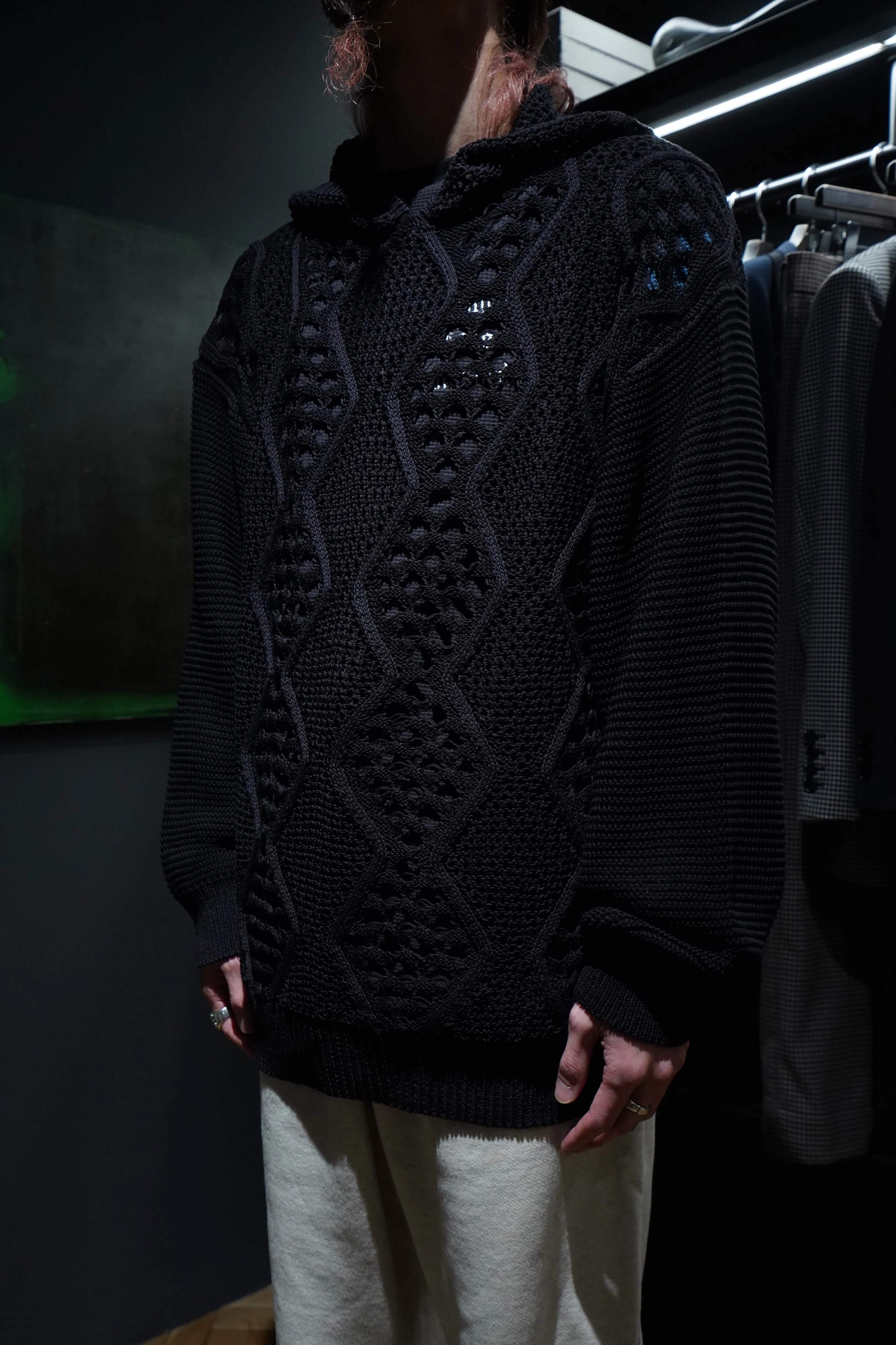 Children of the discordance MESH KNIT HOODIE (BLACK)