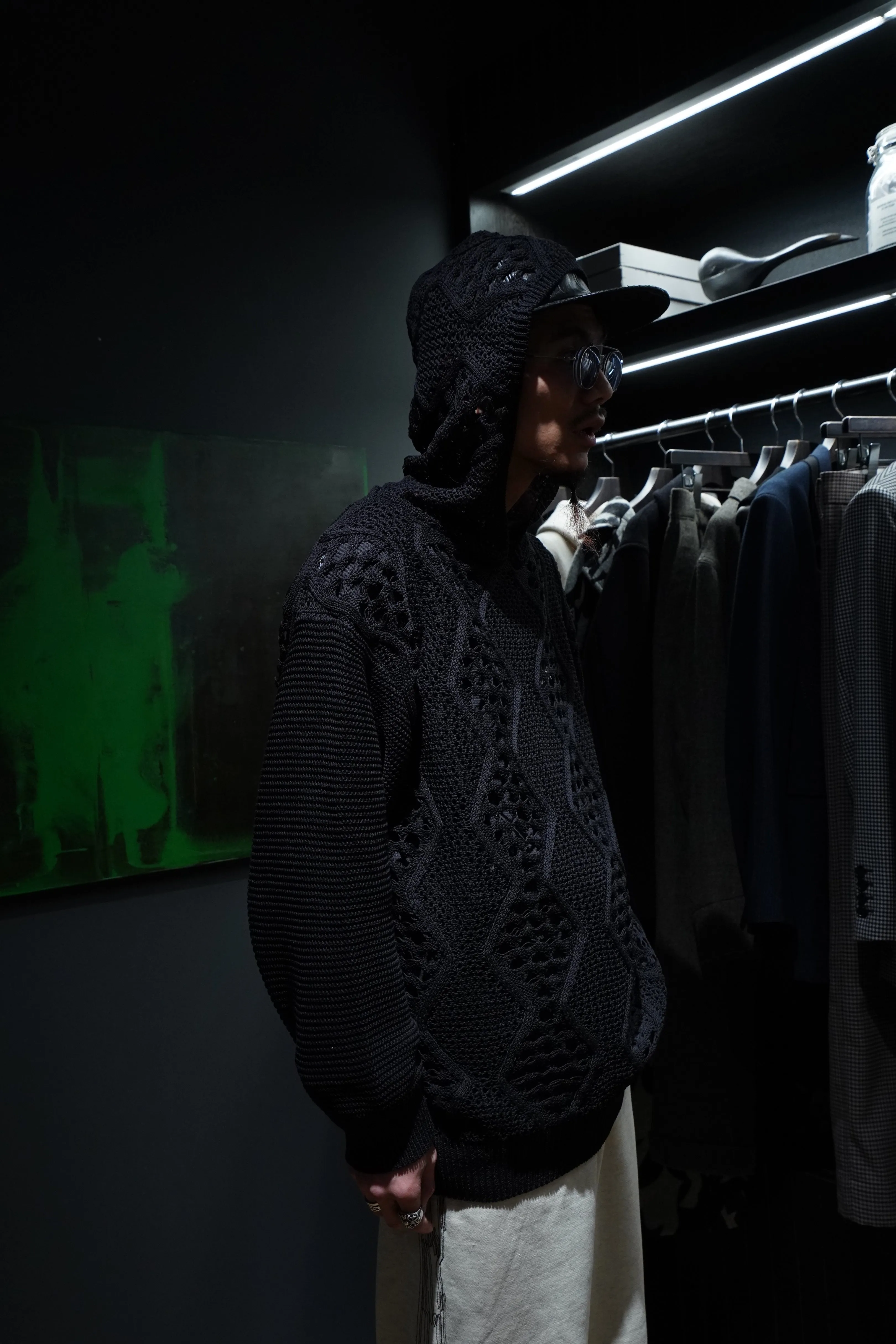 Children of the discordance MESH KNIT HOODIE (BLACK)