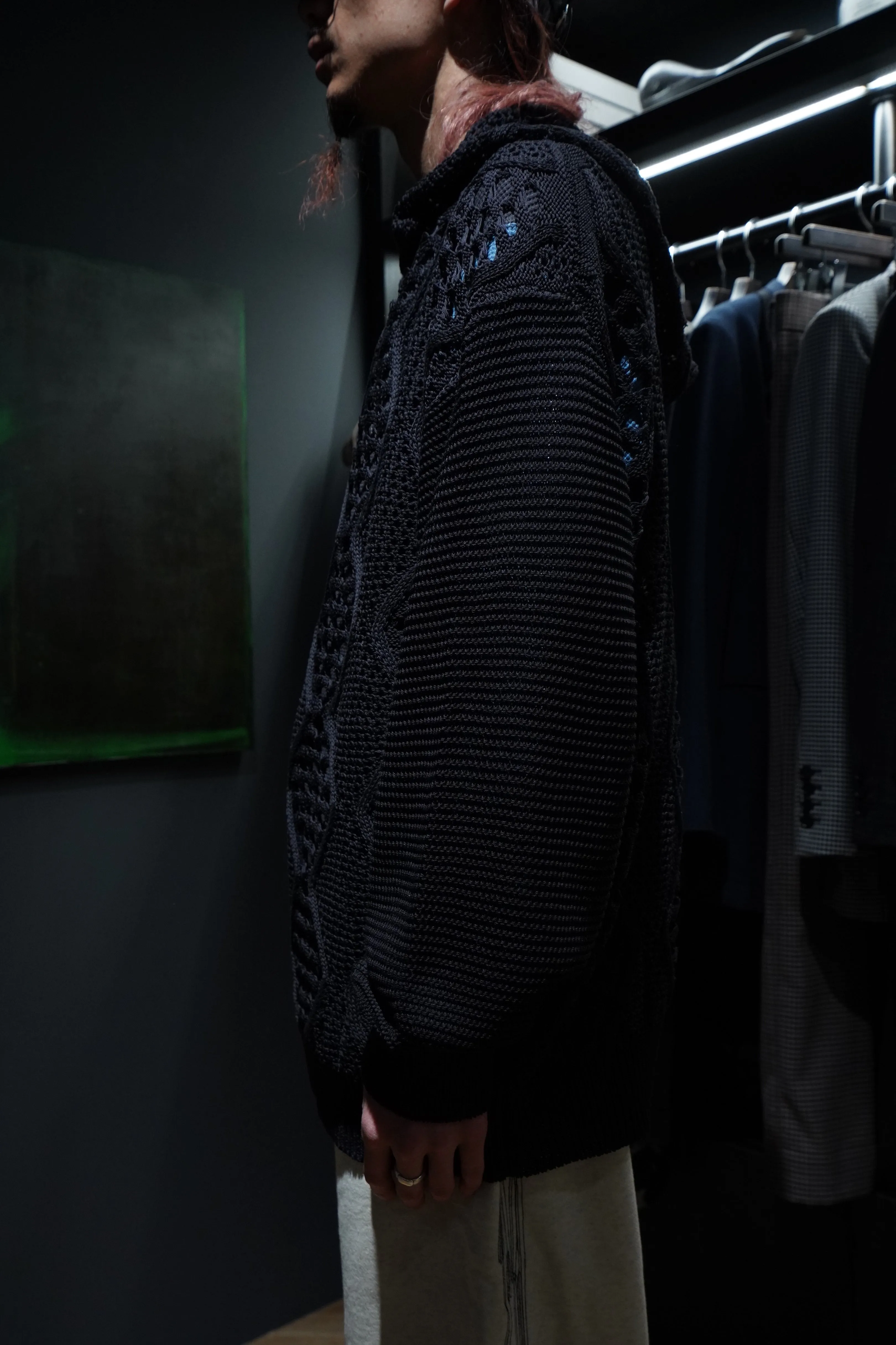 Children of the discordance MESH KNIT HOODIE (BLACK)