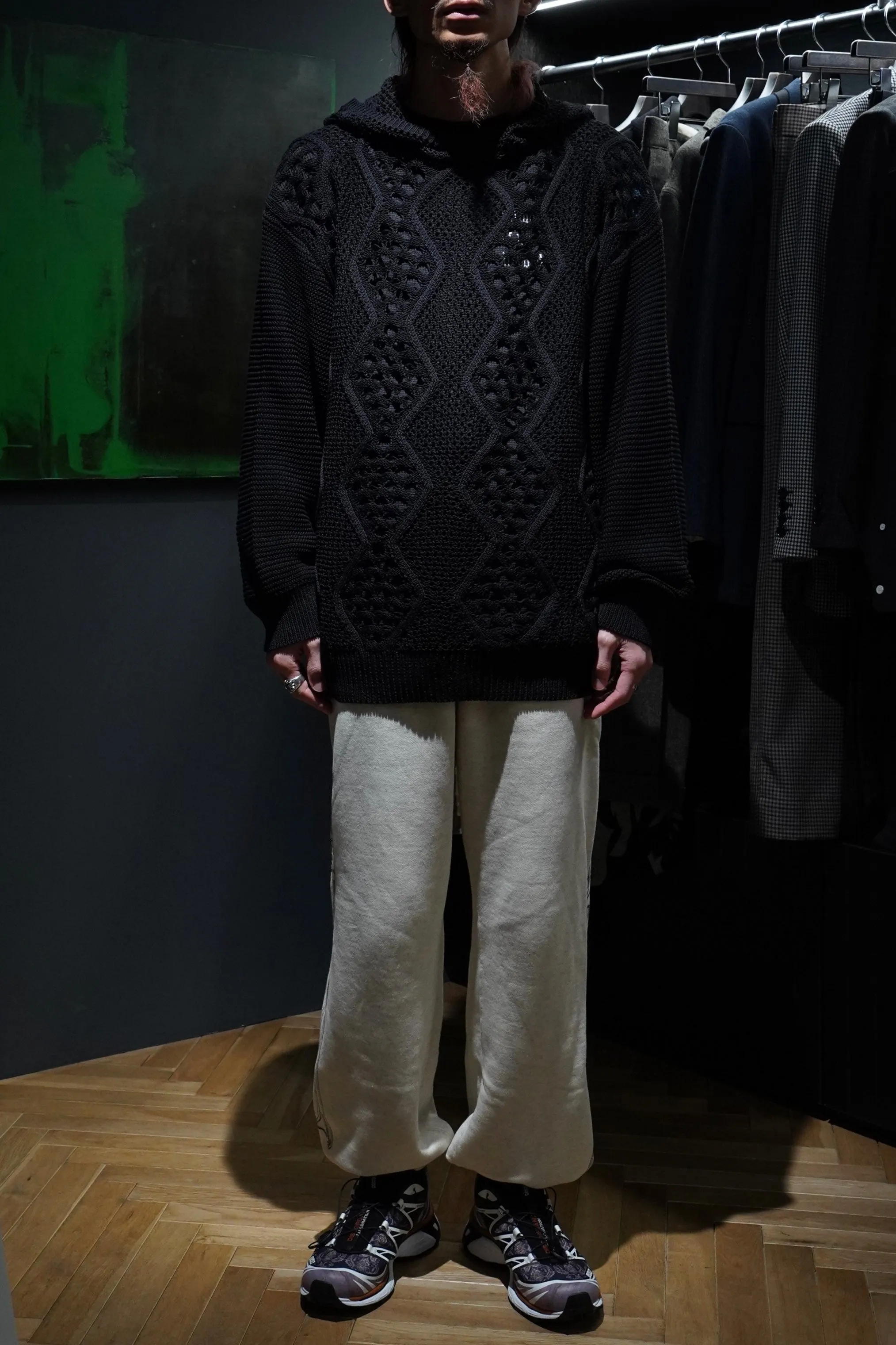 Children of the discordance MESH KNIT HOODIE (BLACK)