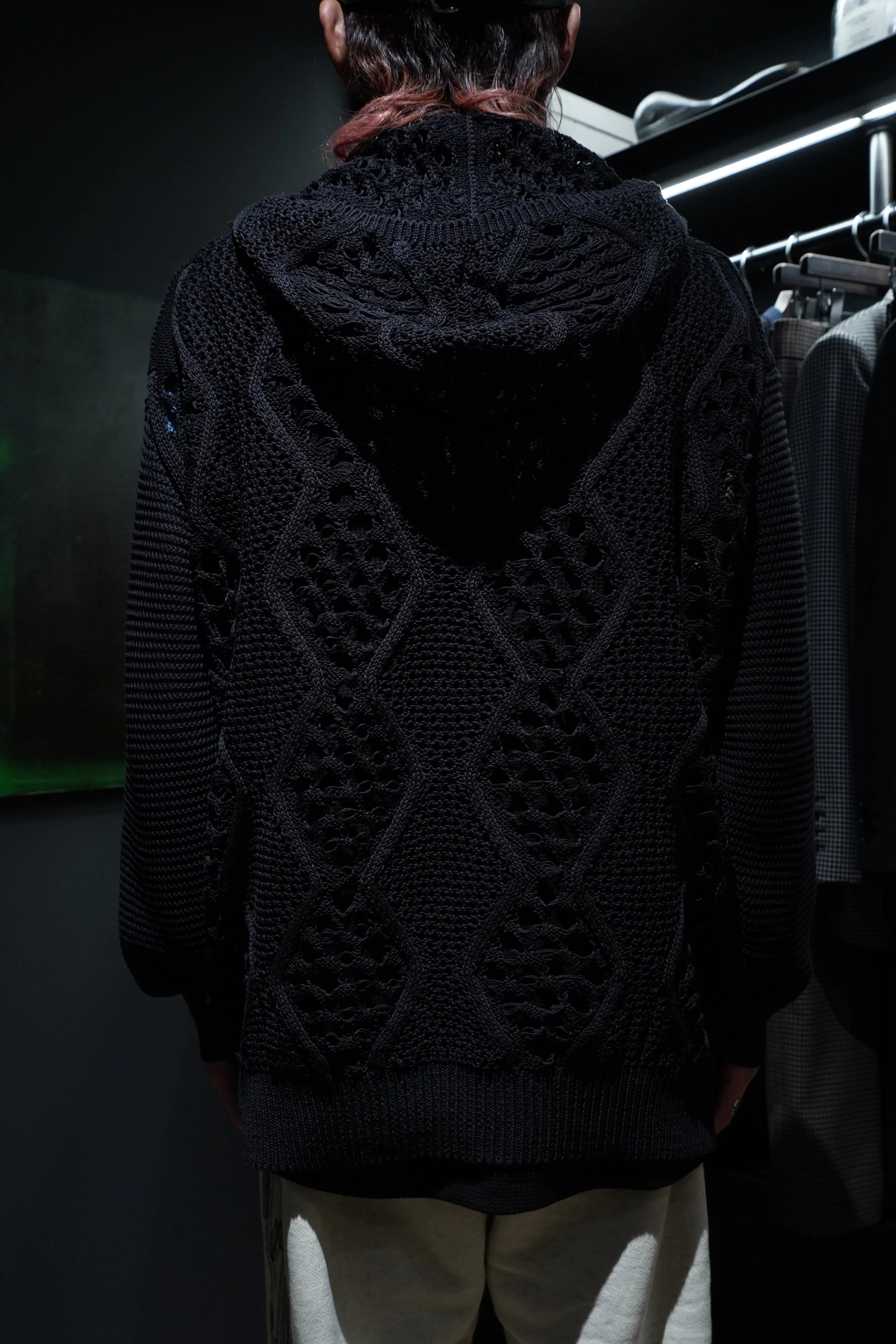 Children of the discordance MESH KNIT HOODIE (BLACK)