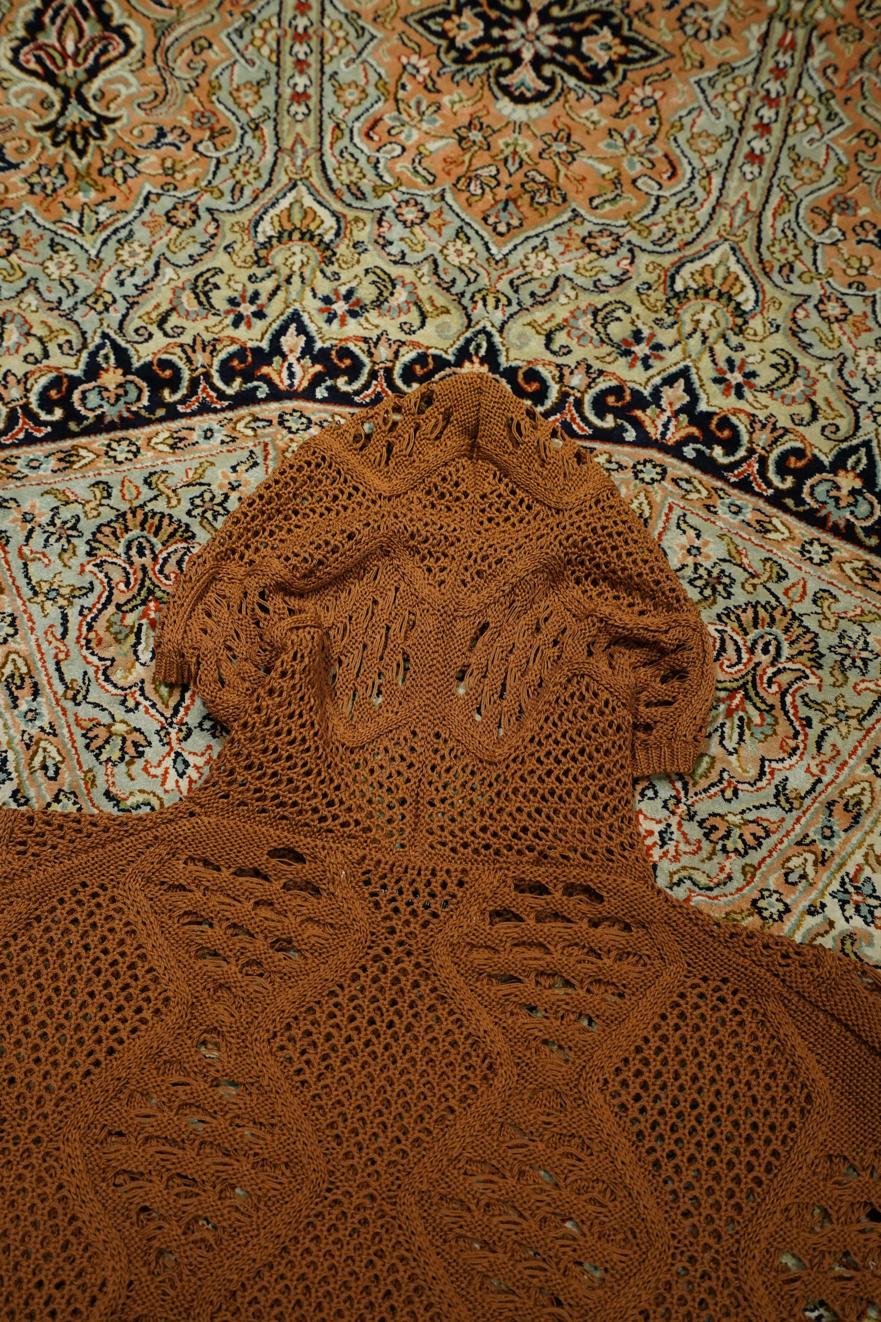 Children of the discordance MESH KNIT HOODIE (BROWN)