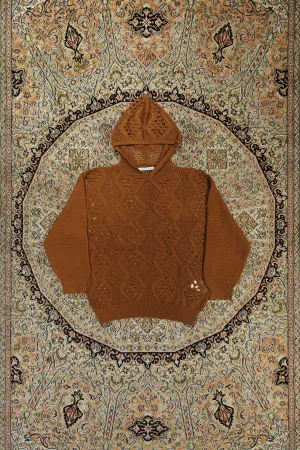 Children of the discordance MESH KNIT HOODIE (BROWN)