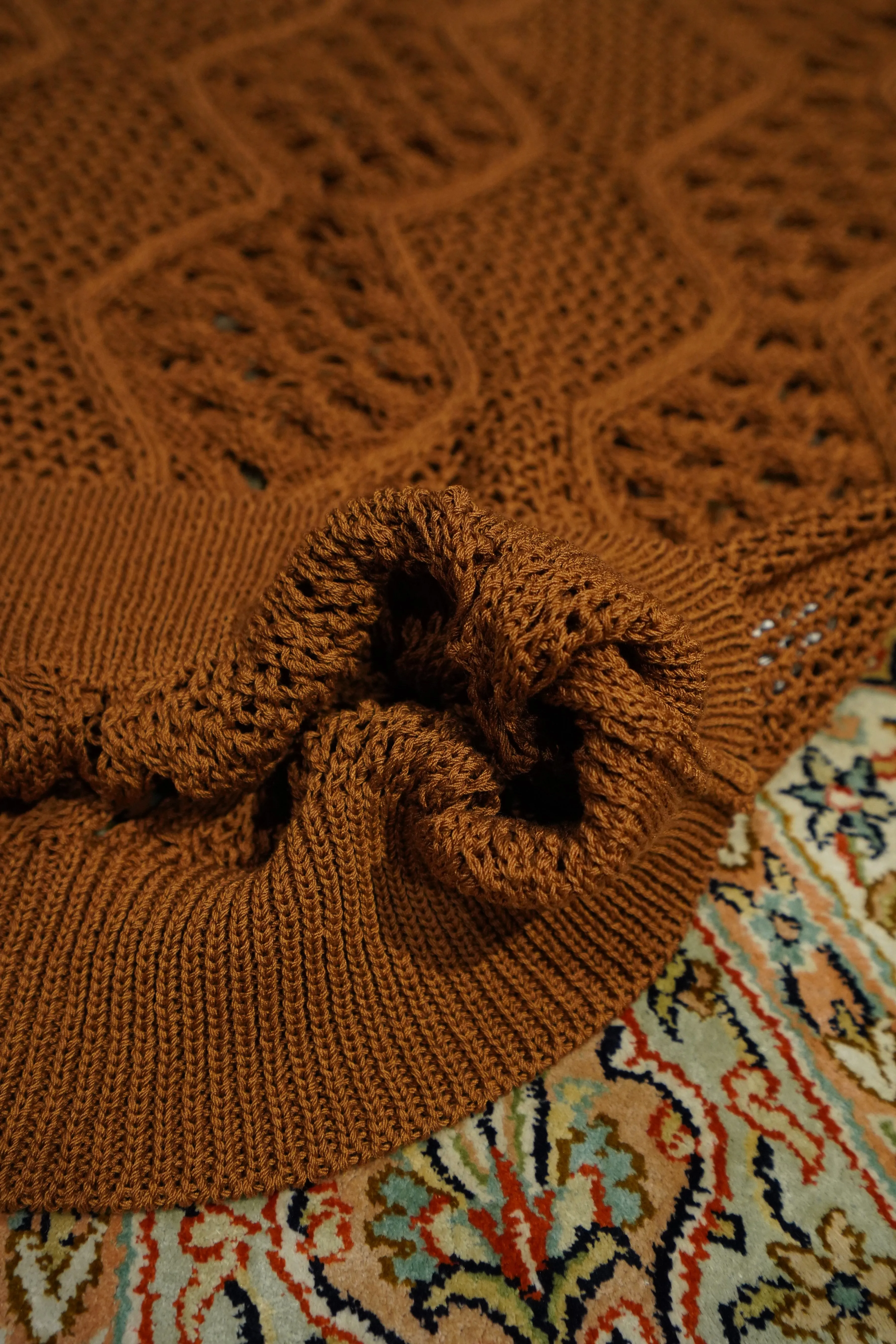 Children of the discordance MESH KNIT HOODIE (BROWN)