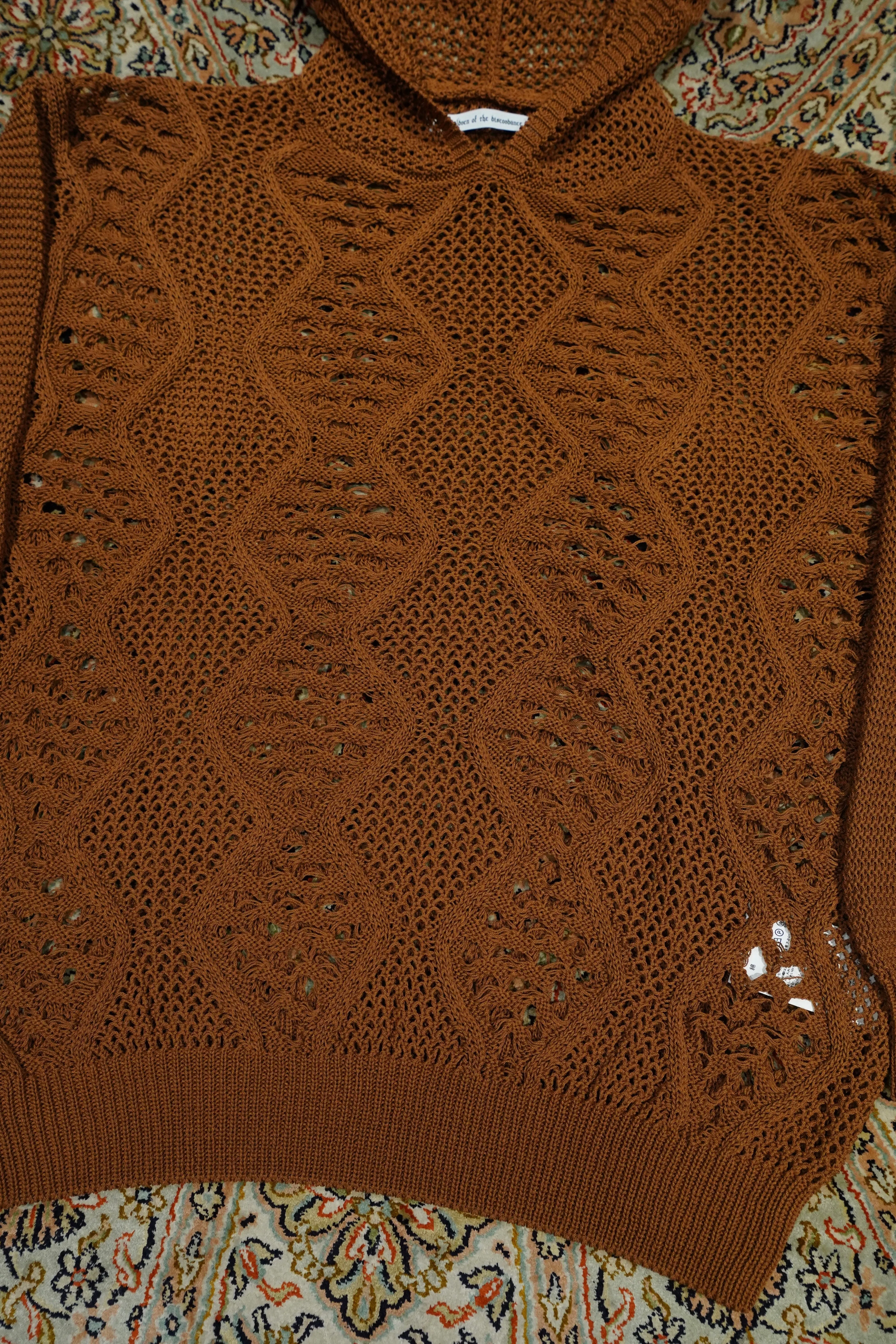 Children of the discordance MESH KNIT HOODIE (BROWN)