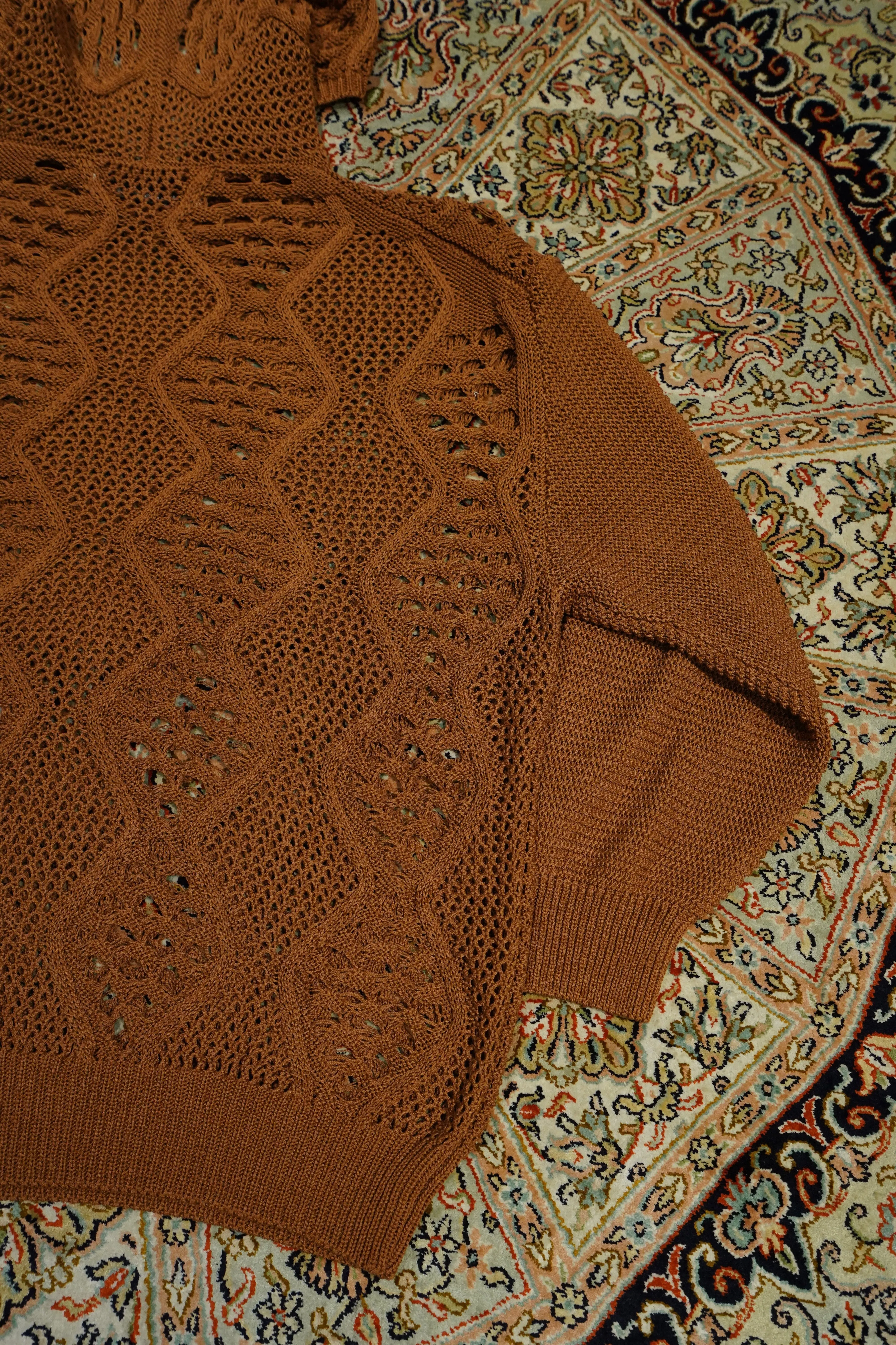 Children of the discordance MESH KNIT HOODIE (BROWN)