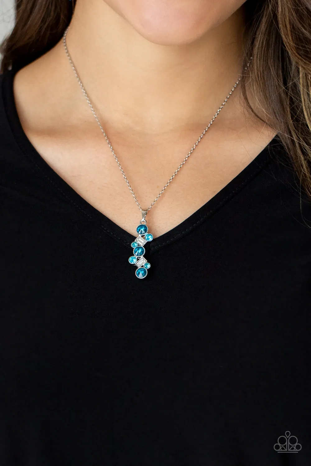 Classically Clustered - Blue Necklace - Paparazzi Accessories
