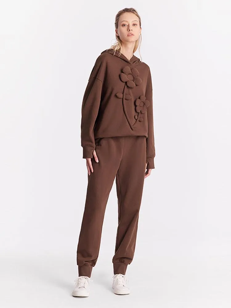 Cocoa Brown 3D Floral Hoodie