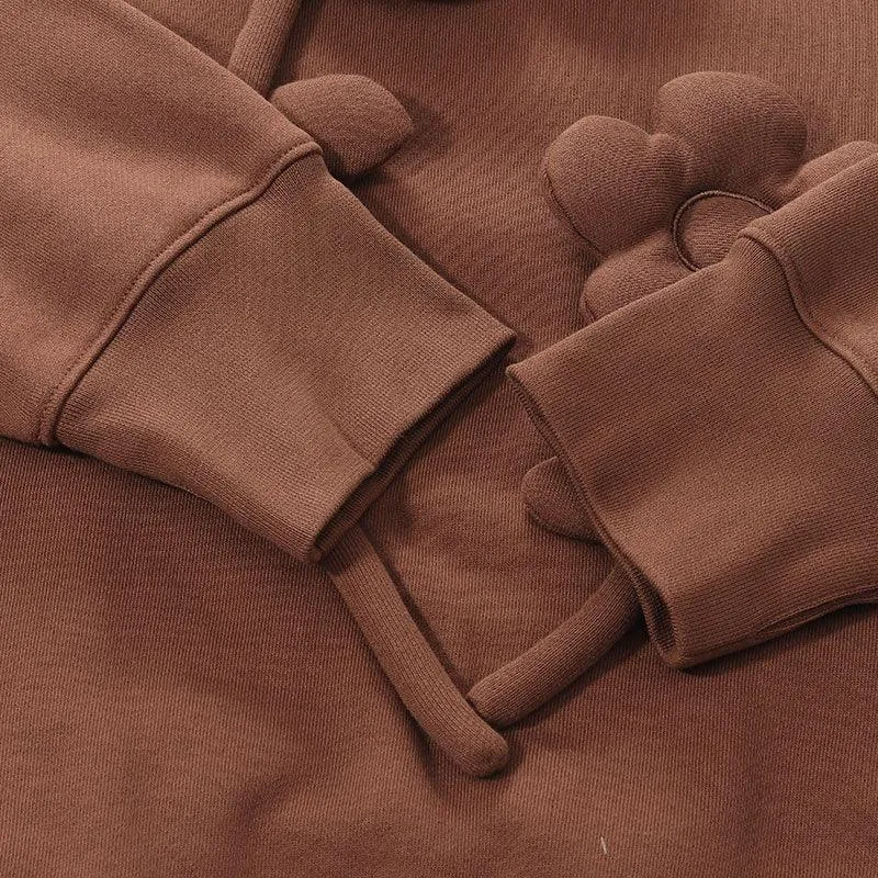 Cocoa Brown 3D Floral Hoodie
