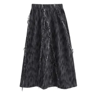 Colorblock Patchwork Folds Denim Skirt For Women High Waist Spliced Pocket Vintage A Line Skirts Female Style
