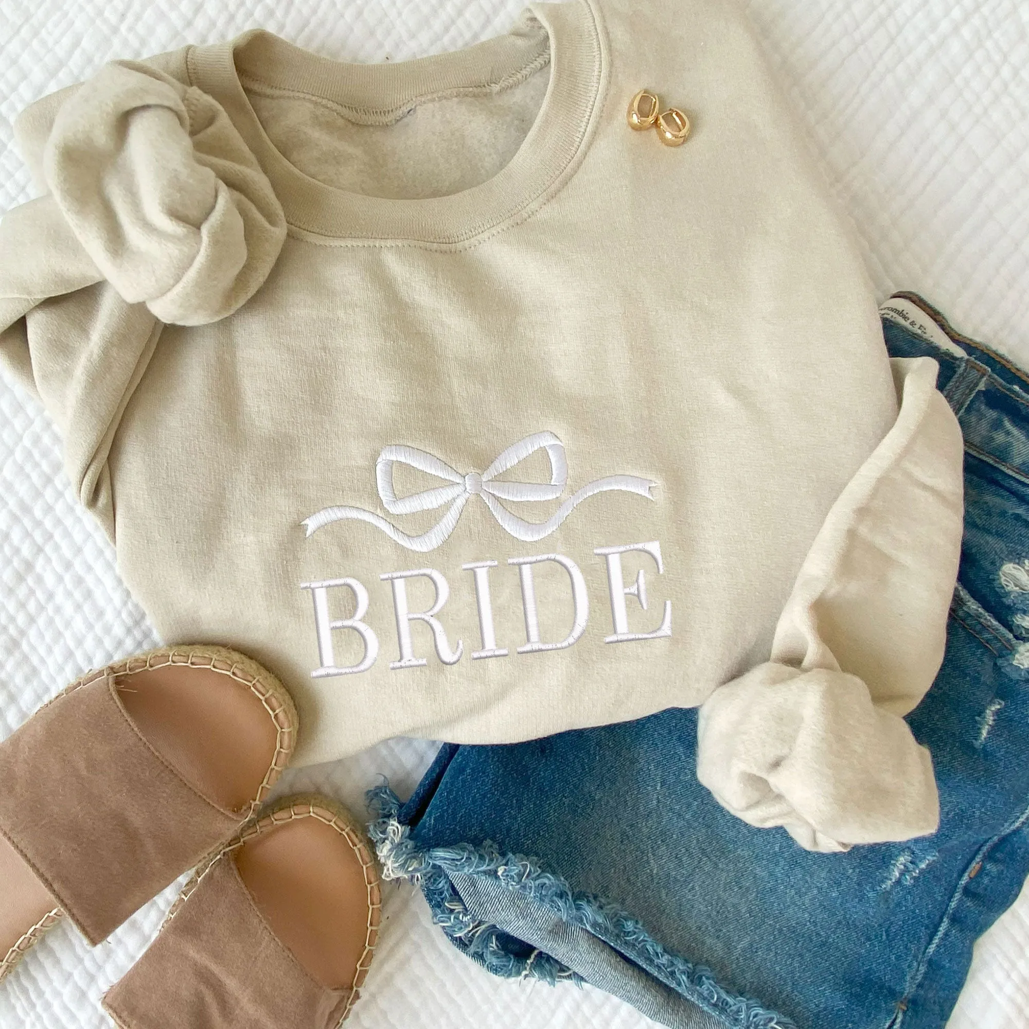 Custom Bow Embroidered Gemma Crewneck Sweatshirt