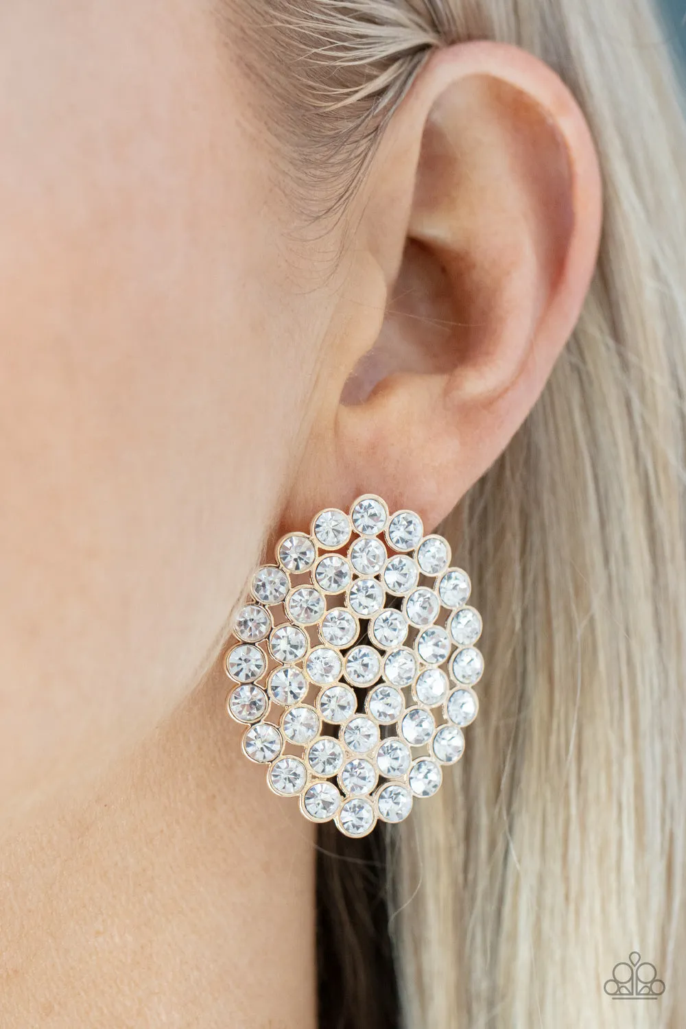 Drama School Dropout - Gold Post Earrings - Paparazzi Accessories