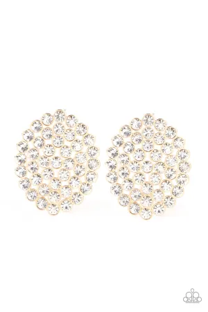 Drama School Dropout - Gold Post Earrings - Paparazzi Accessories