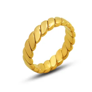 Elegant Geometric Titanium Steel Ring with Gold Plating