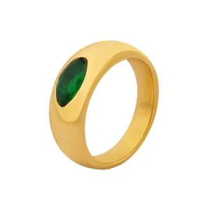 Emerald Zircon Ring - Chinese Style Titanium Steel Jewelry