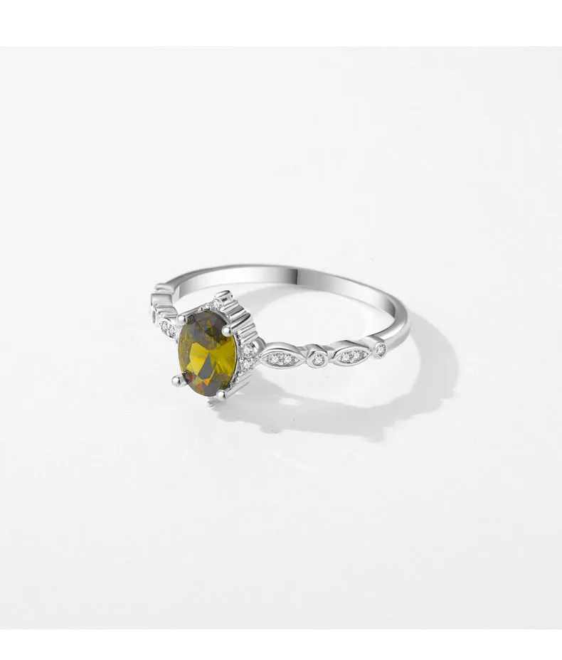European Retro Style S925 Sterling Silver Zircon Pigeon Eggs Ring