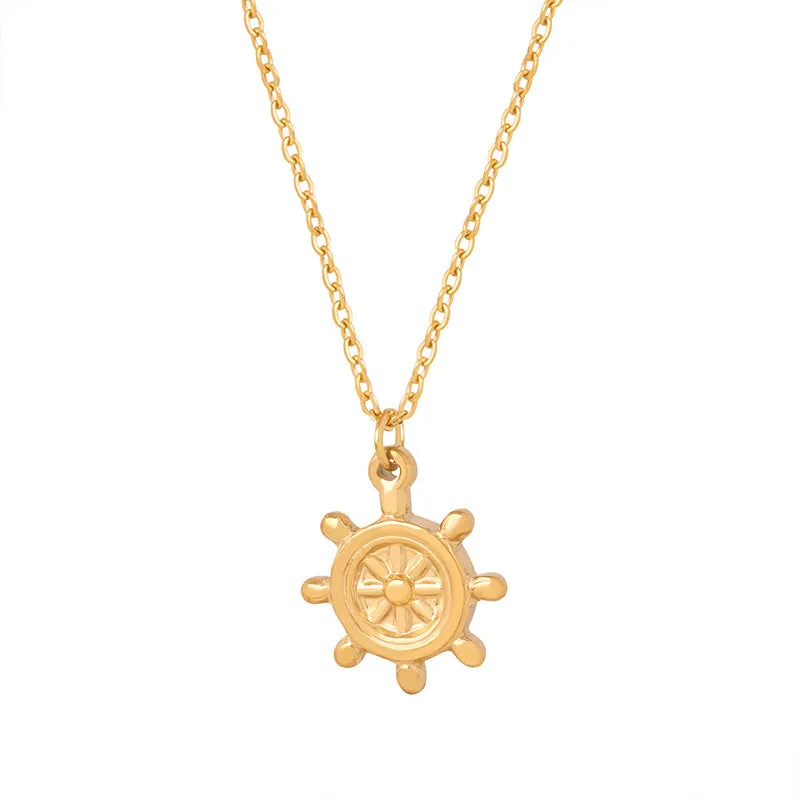 Exquisite European and American Style Gold-Plated Turntable Pendant Necklace for Women