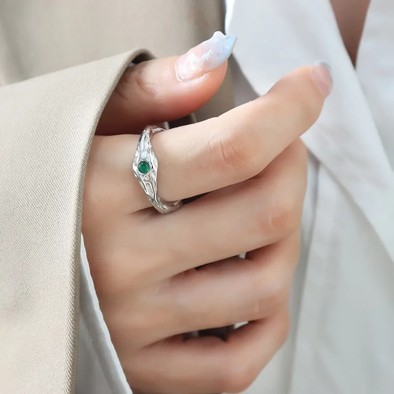 Exquisite Gold-Plated Emerald Zircon Ring - French Light Luxury Jewelry