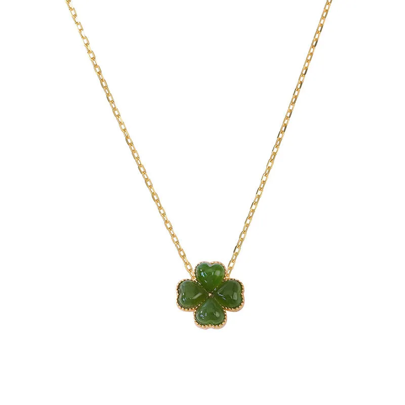 Fairy Silver Necklace with Hetian Jade Accent