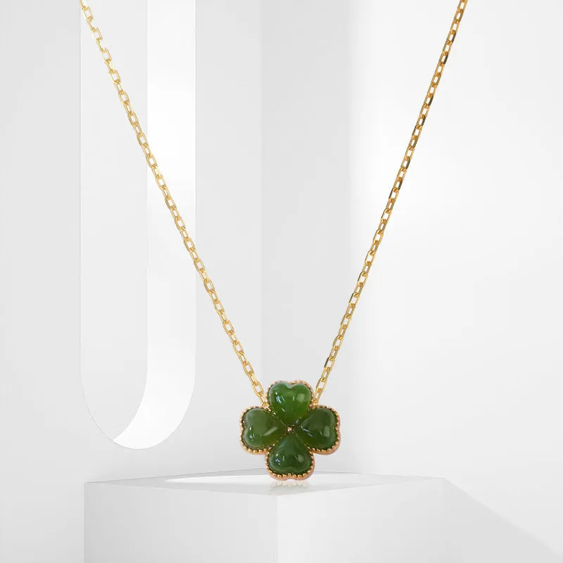 Fairy Silver Necklace with Hetian Jade Accent