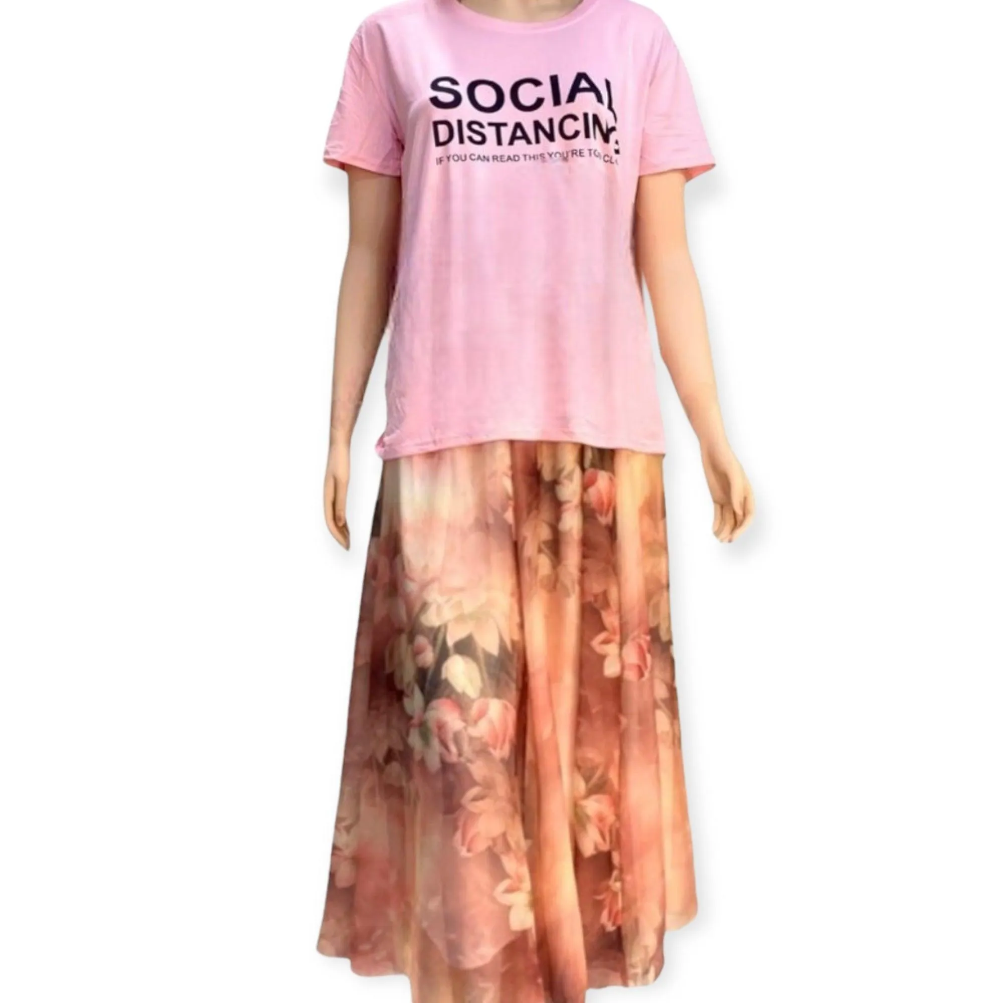Floral Pink Long Skirt