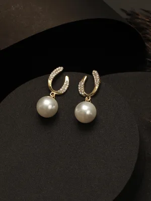 Gold-Plated Contemporary Drop Earrings