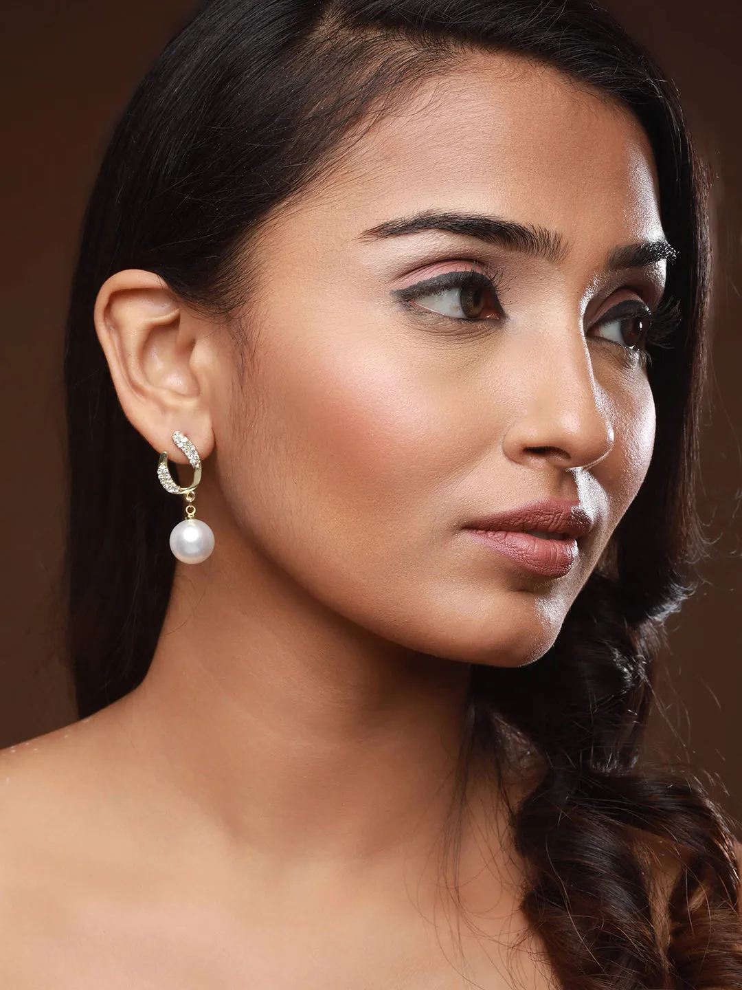 Gold-Plated Contemporary Drop Earrings