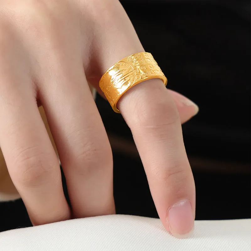 Golden Retro Chic Open Ring - Elegant Titanium Steel Jewelry