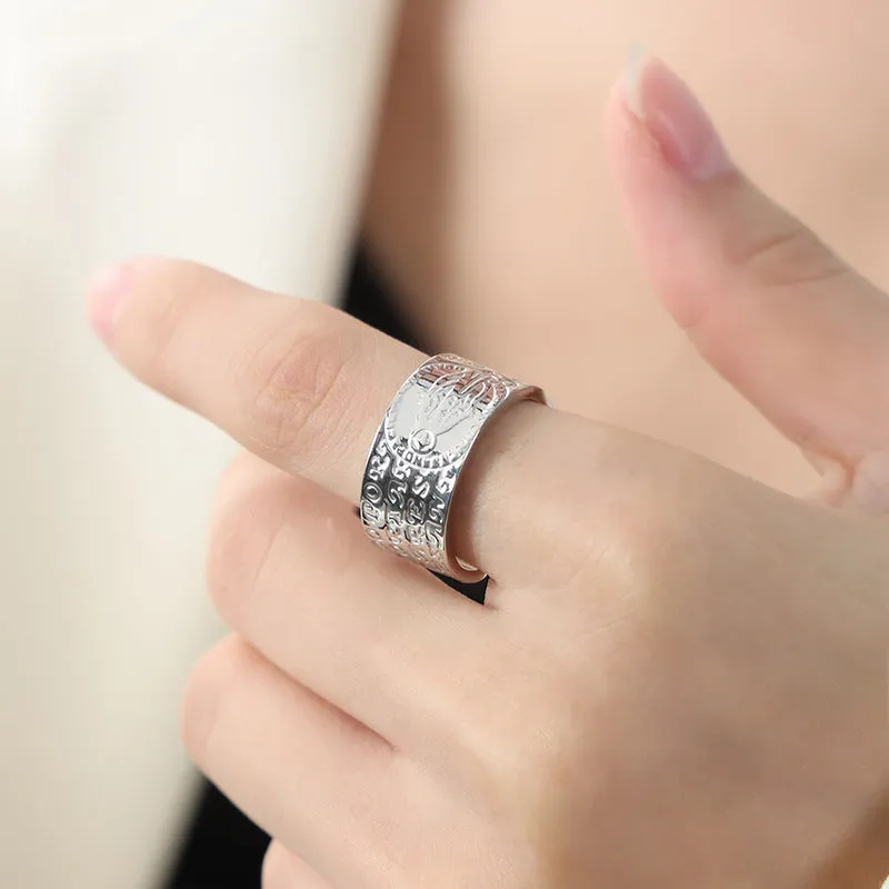 Golden Retro Chic Open Ring - Elegant Titanium Steel Jewelry