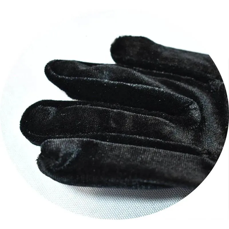 Golden Velvet Long Evening Dress Gloves: Retro Elegance Banquet Accessories