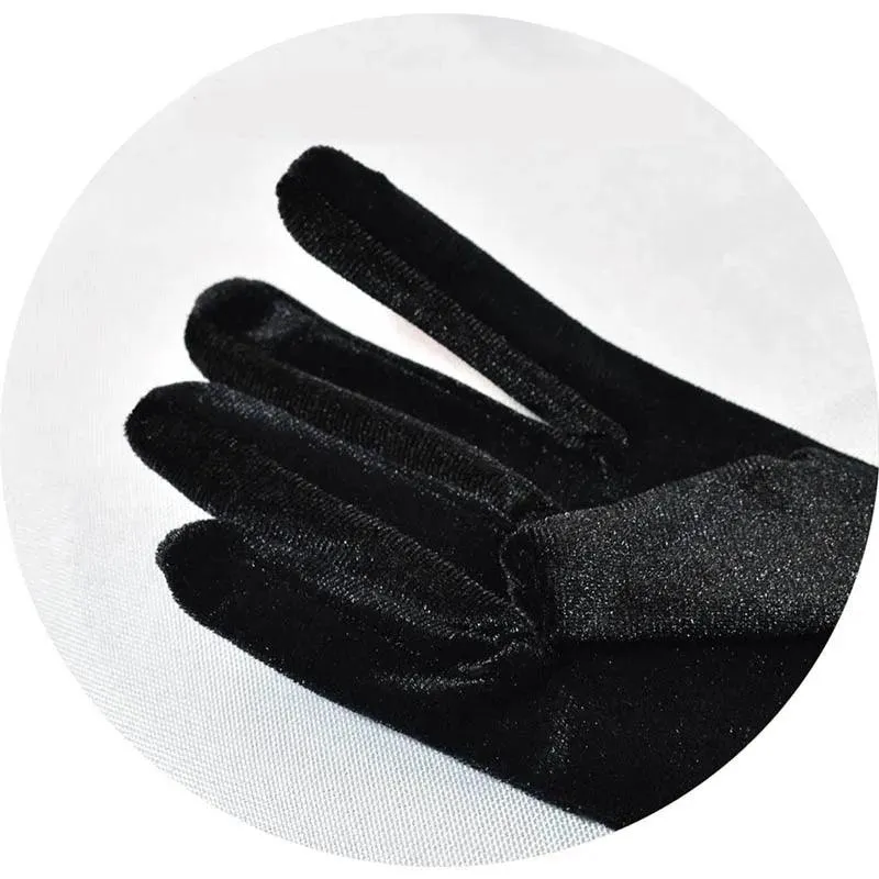 Golden Velvet Long Evening Dress Gloves: Retro Elegance Banquet Accessories