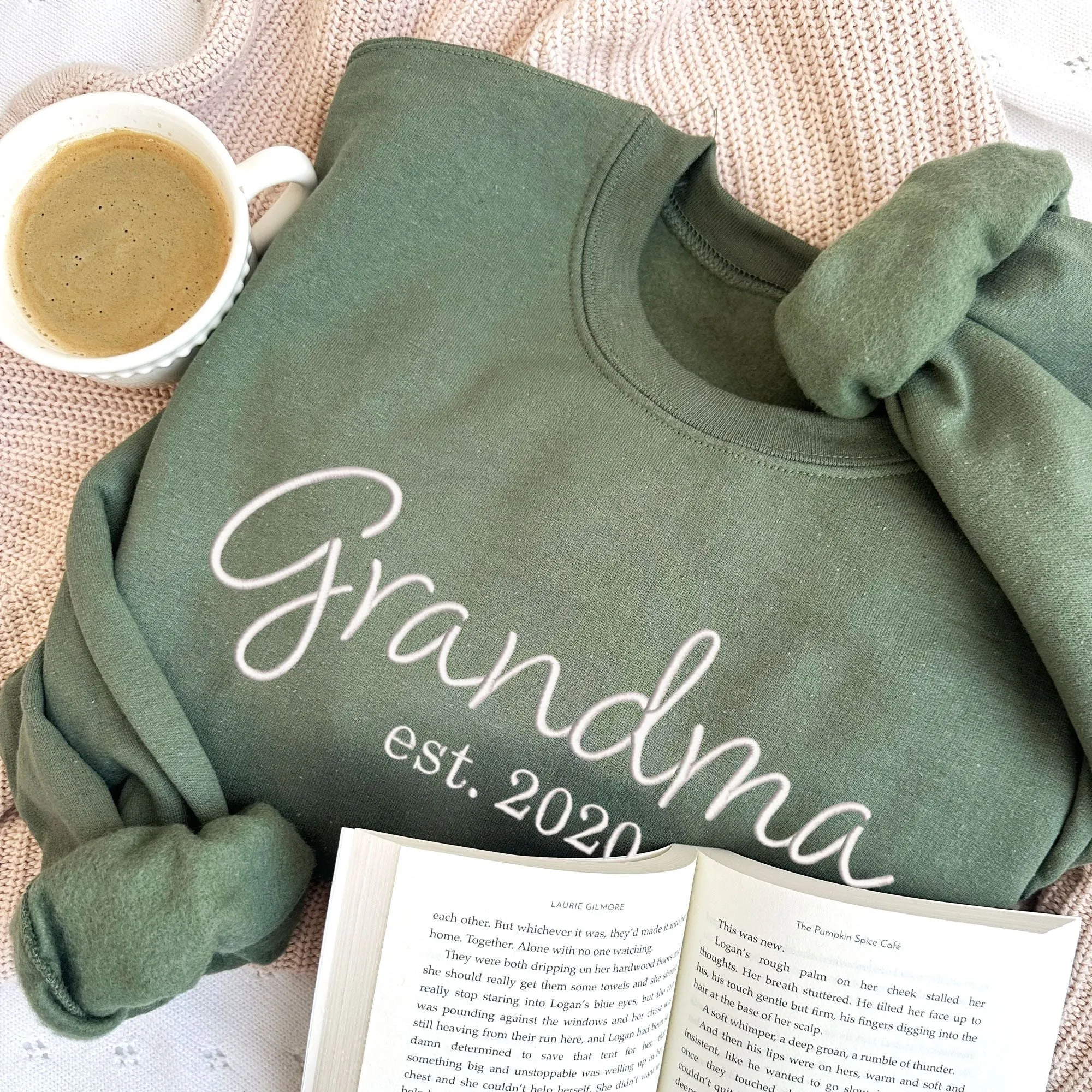 Grandma Est. Year Embroidered Gemma Crewneck Sweatshirt