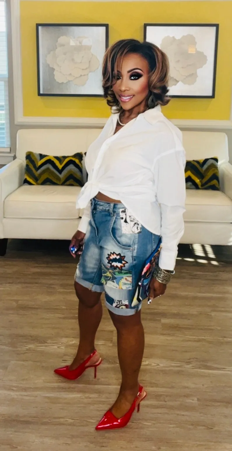 Graphic Patchwork Shorts