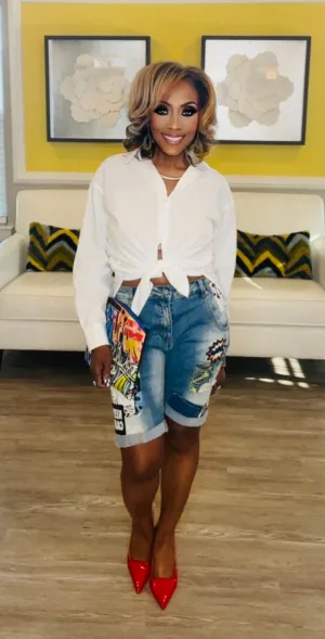 Graphic Patchwork Shorts