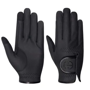 Halter Ego Riding Gloves - Black & Black Crystal Crystal Logo