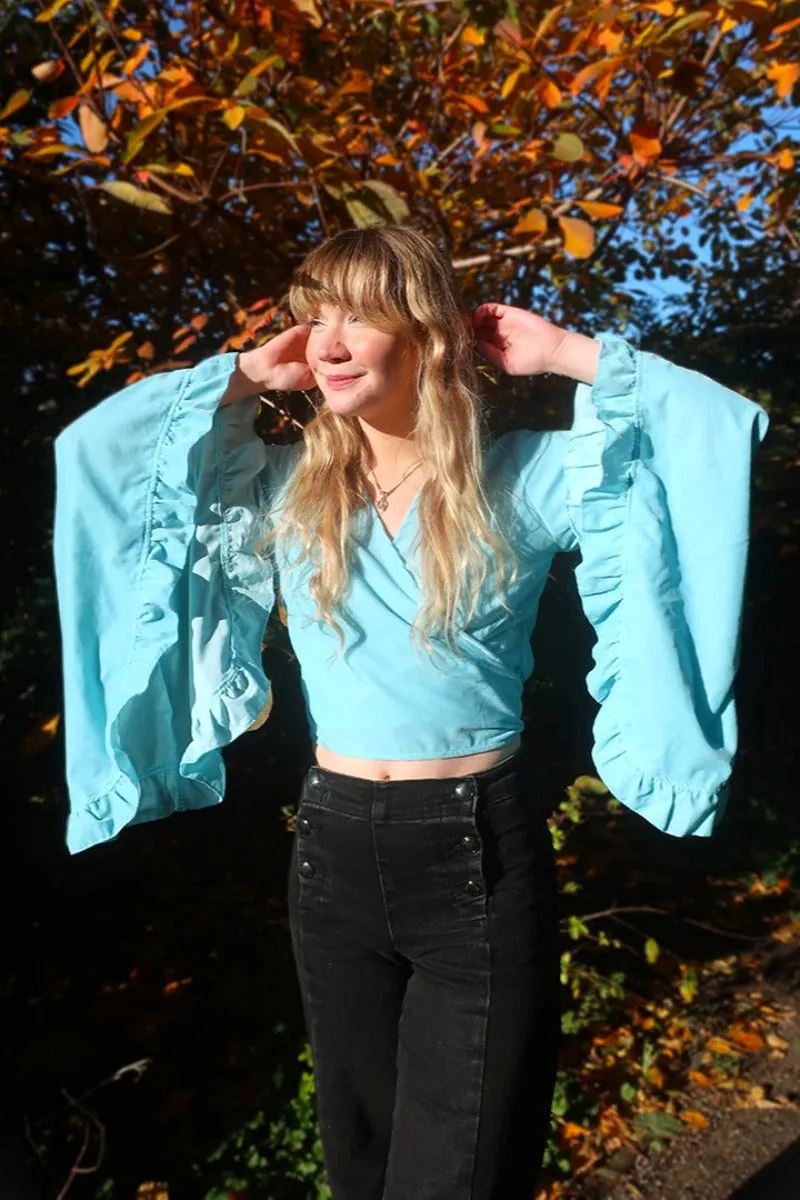 Khroma Venus Wrap Top in Sky Blue Velvet