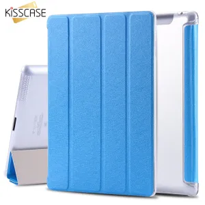 KISSCASE 9.7" Leather Case For ipad 4 3 2 Flip Cover Smooth Touch Silk Smart Cover For iPad4 iPad 3 iPad2 Tablet Stand Case Bags