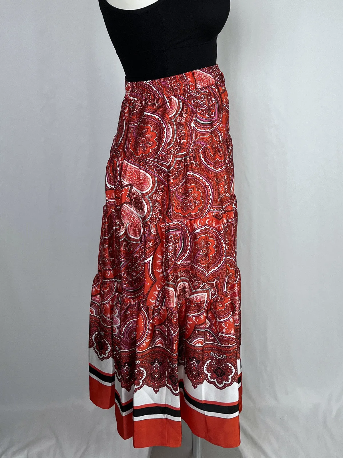 LAUREN Ralph Lauren Size 14 Red & White Paisley Skirt NWT